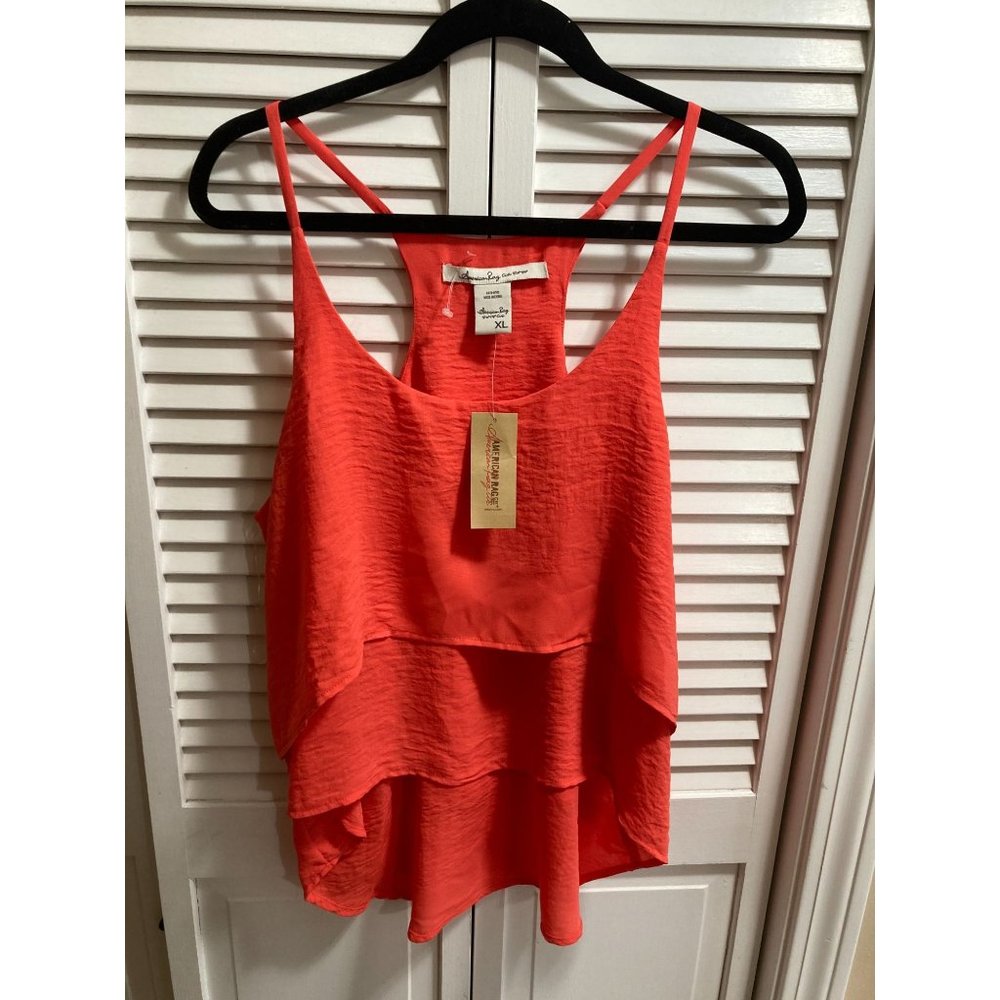 NWT American Rag Women’s Racer Back Tank Top Bright Salmon Pink Size XL